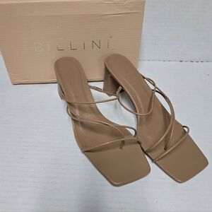 BILLINI Isadora Heels Fawn Color Sandal Sz 10 Womans Slip On NIB Open Square Toe